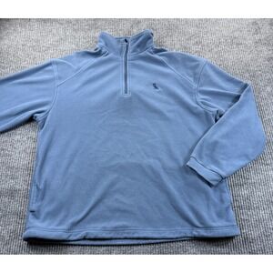 North End Jacket Mens Medium Blue Fleece 1/4 Zip Pullover Pockets Logo Mock Neck